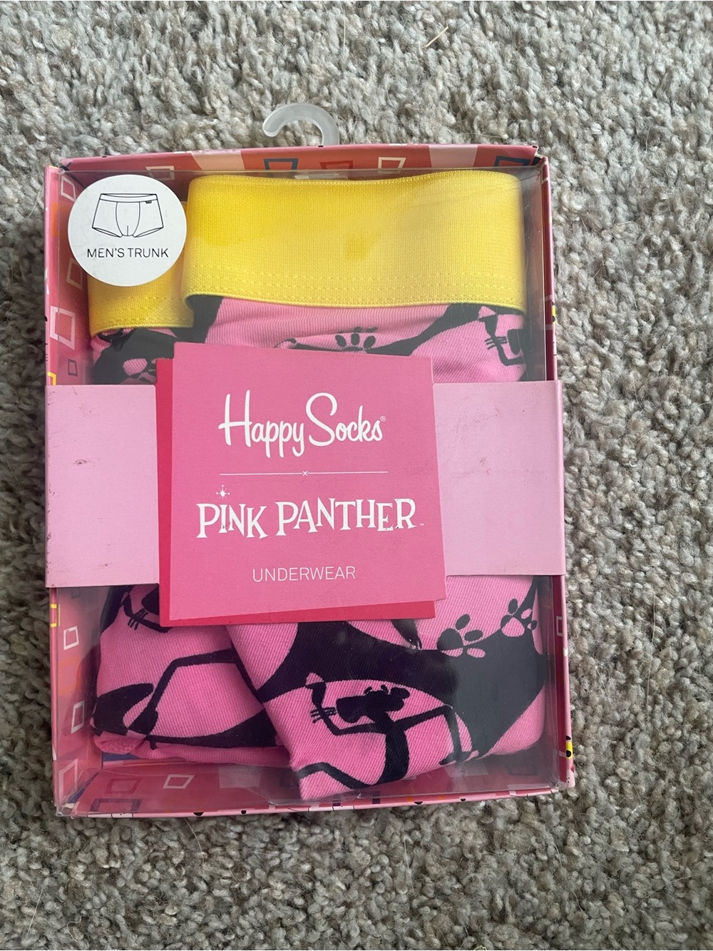 Happy Socks Pink Panther Men's Trunk - Pink with Yellow Waistband